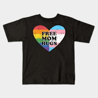 Free mom hugs with and transgender flag heart Kids T-Shirt